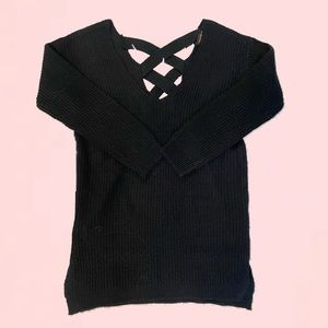 Knit Sweater With Criss Cross Design In The Back
